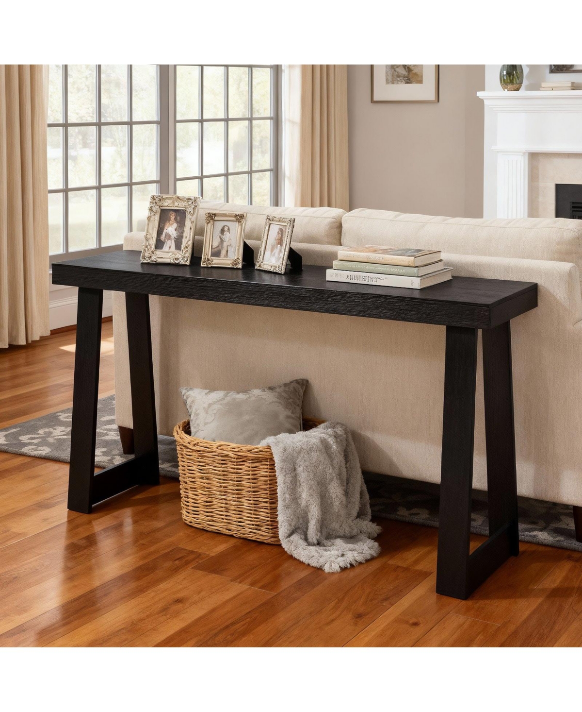Slickblue Wooden Entryway Console Table, Long Narrow Sofa Table with Modern Design for Living Room Decor