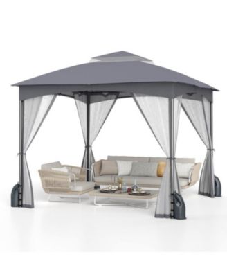 10 X 10 Feet Heavy-Duty Patio Gazebo with Netting Walls and 4 Sandbags