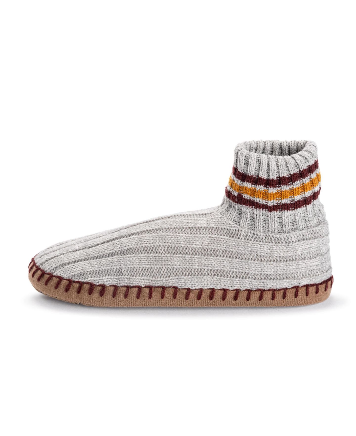 Мужские тапочки MUK LUKS Contrast Stripe Rib Cuff Bootie Slippers, цвет: Пепельный / Серый меланжевый — фото 6