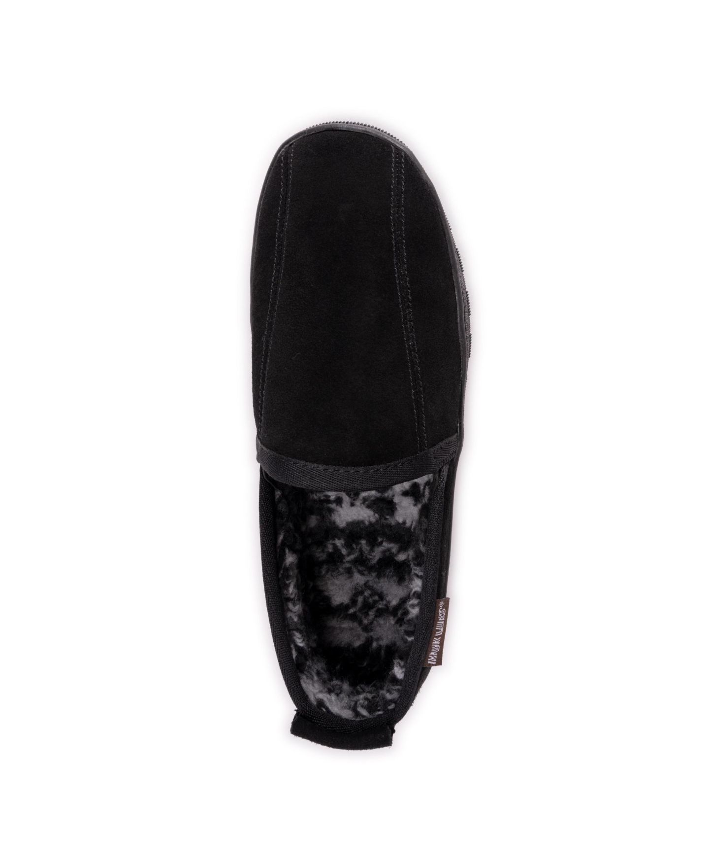 Мужские тапочки MUK LUKS Eric Genuine Suede Slip On Slippers, цвет: Чёрный — фото 4