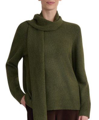 Women's Detachable Fringe Scarf Turtleneck Sweater