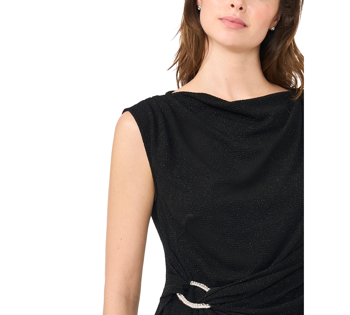Msk Petite Asymmetrical Dressy Boat-Neck Blouse