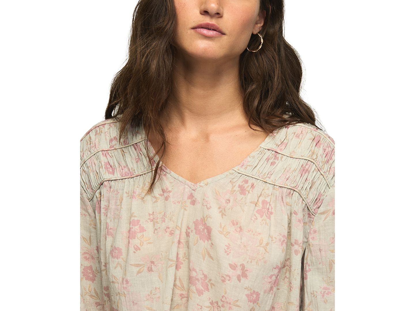 Женская блузка Lucky Brand Ruched Floral-Print Peasant, цвет: Синий с принтом — фото 5