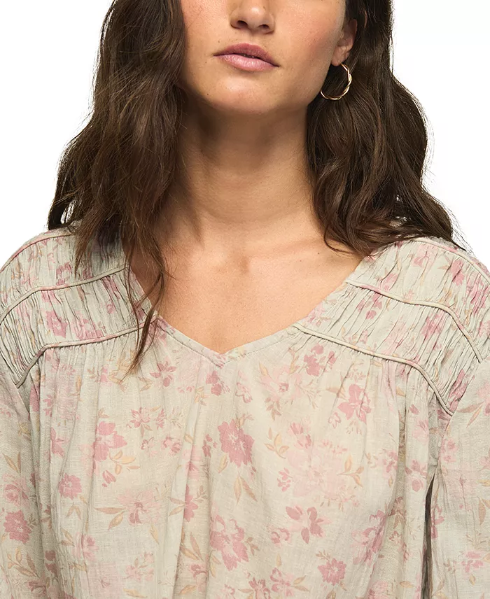 Women's Ruched Floral-Print Peasant Blouse - thumbnail 5