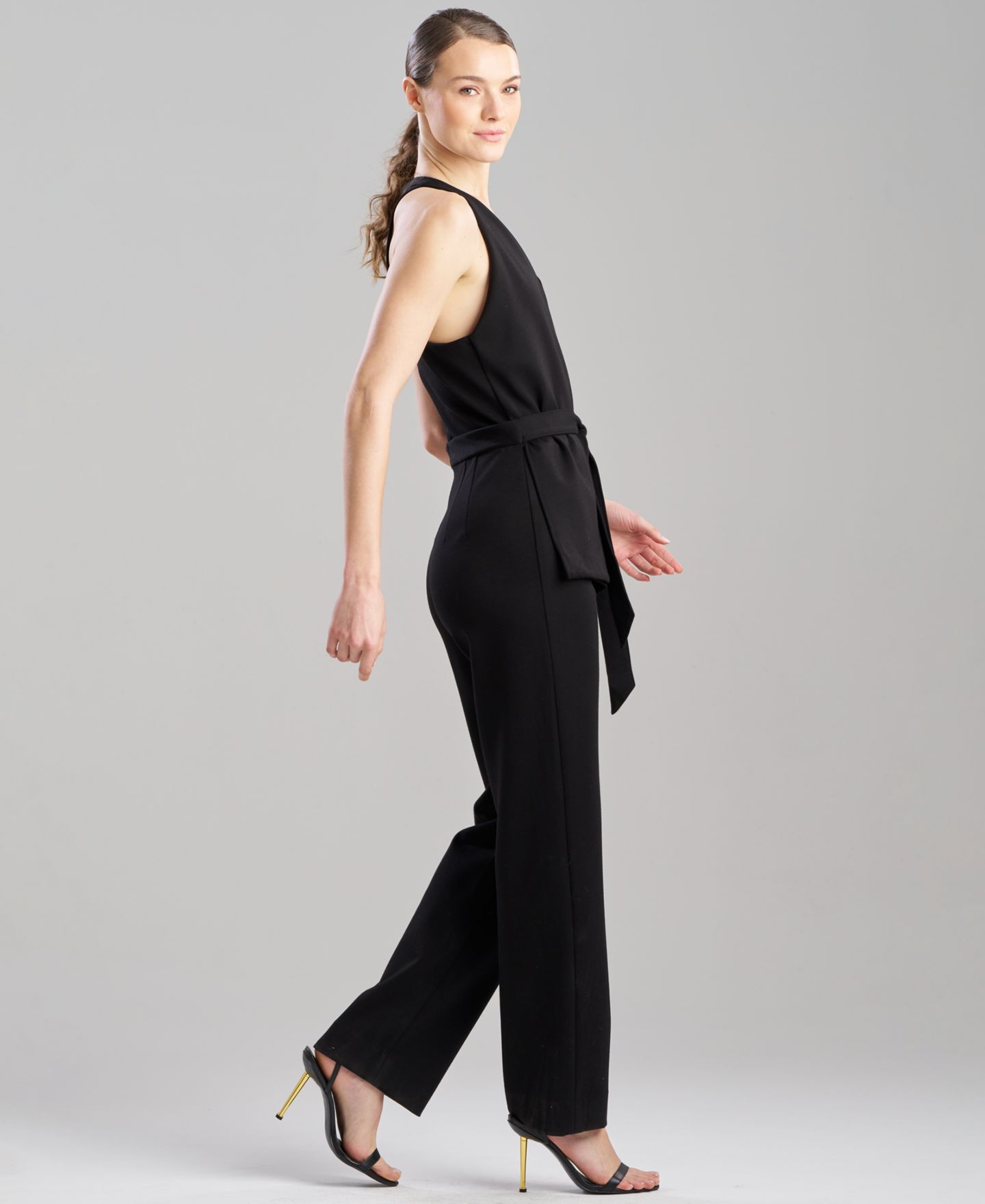 Женский комбинезон Natori Scoop-Neck Wide-Leg Sleeveless Jumpsuit, цвет: Чёрный — фото 2