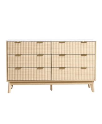 6 Drawer Fluted Dresser Chest for Bedroom and Living Room