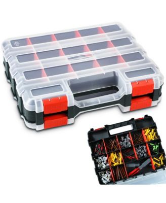Tool Box Double Side Organizer Removable Dividers Small Parts Hardware Storage
