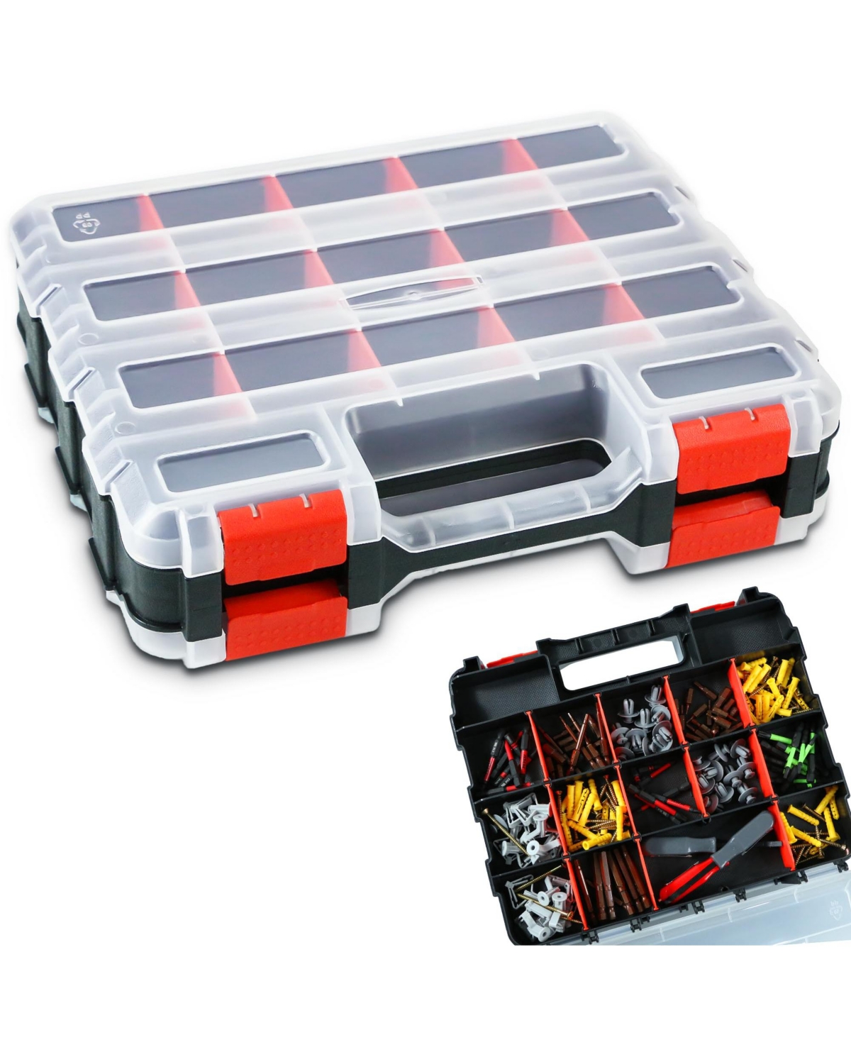 Xdovet Tool Box Double Side Organizer Removable Dividers Small Parts Hardware Storage