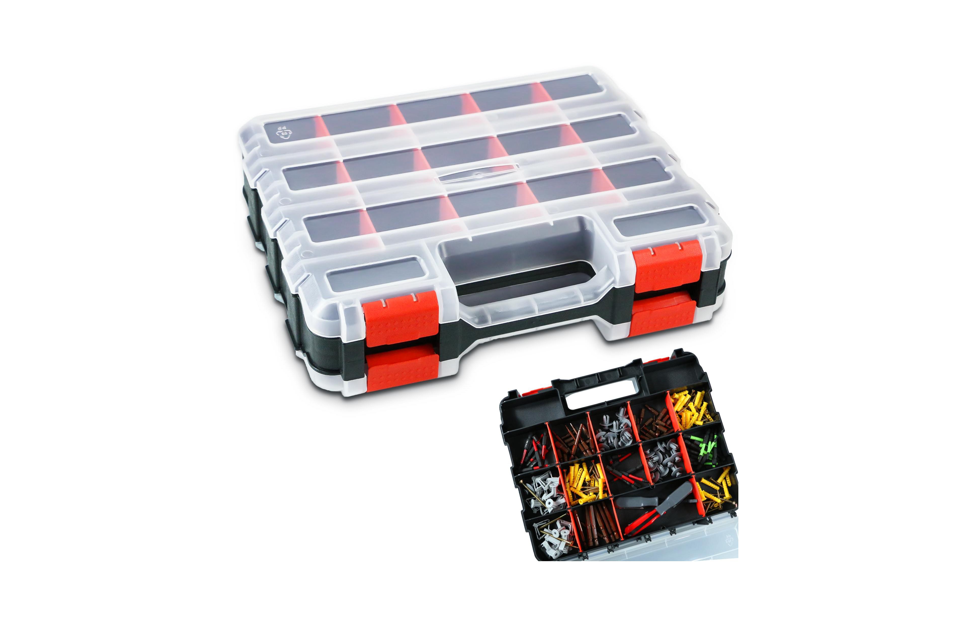 Xdovet Tool Box Double Side Organizer Removable Dividers Small Parts Hardware Storage
