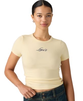 Women's Hayes Short-Sleeves Tee Rib-Knit Embroidered Logo T-Shirt