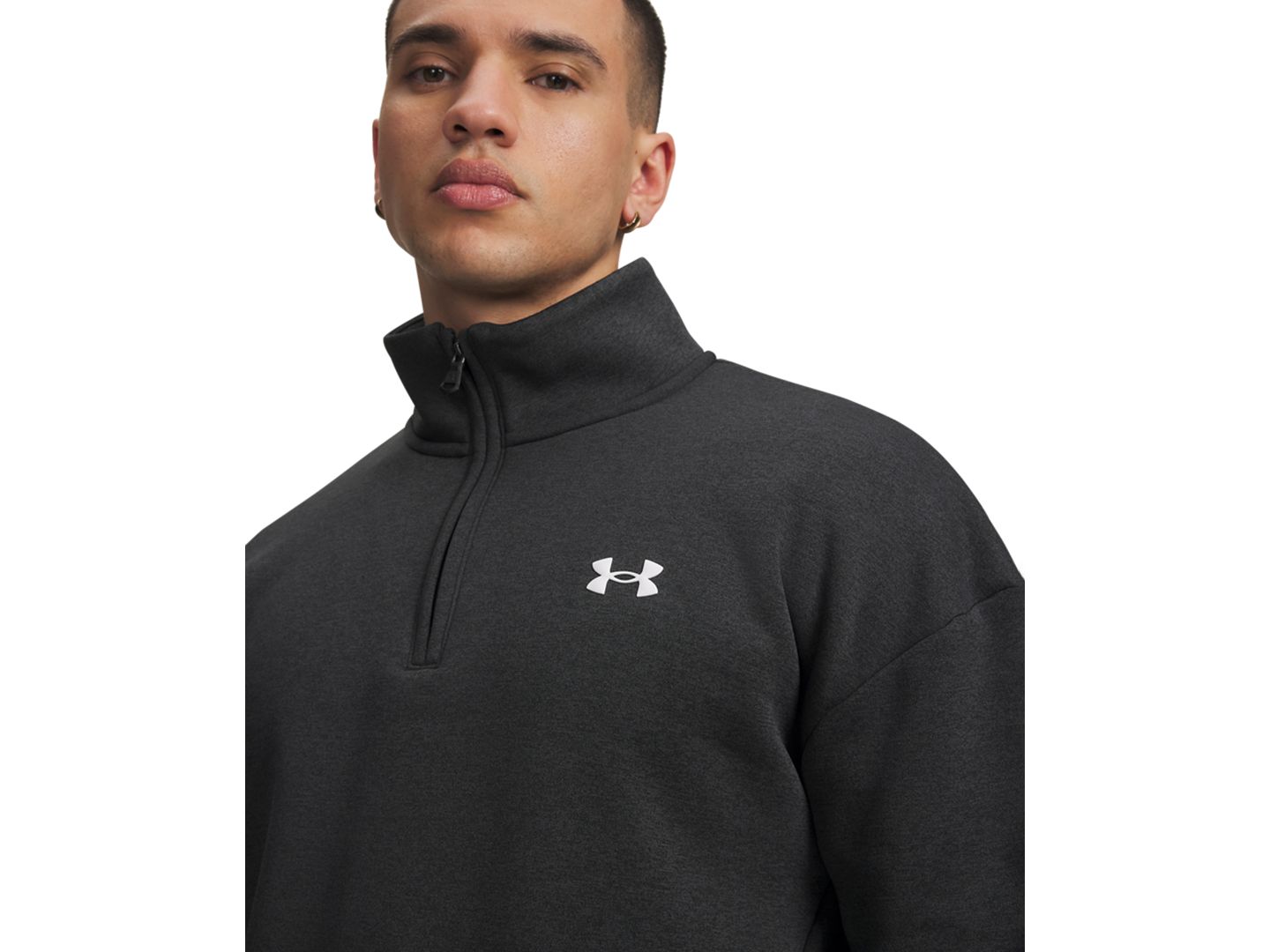 Мужская толстовка Under Armour Armour Fleece Twist, цвет: Чёрный / Белый — фото 2