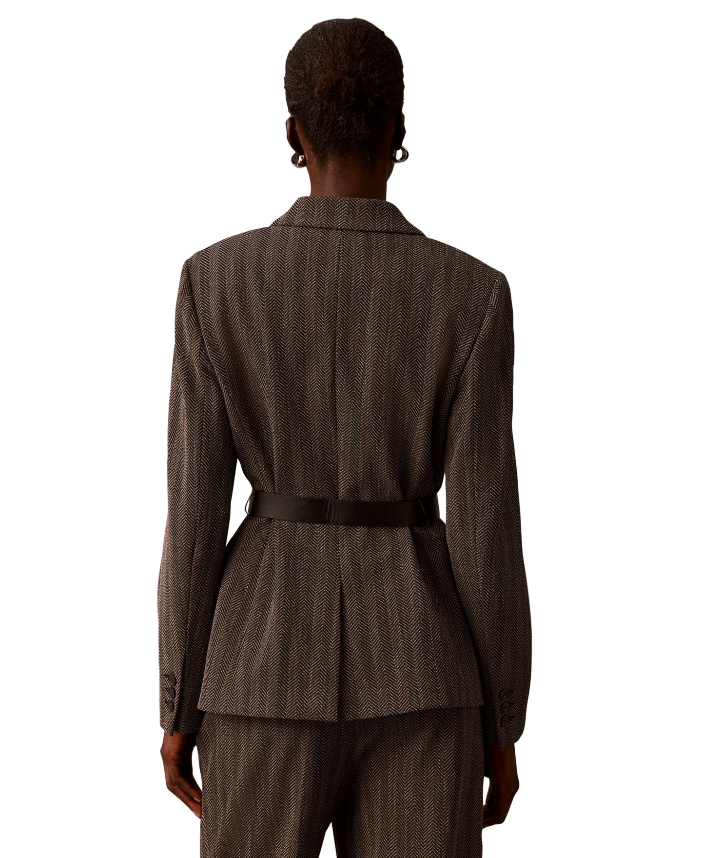 Женский пиджак Calvin Klein Notch Collar Long-Sleeve Blazer, цвет: Чёрный разноцветный — фото 6