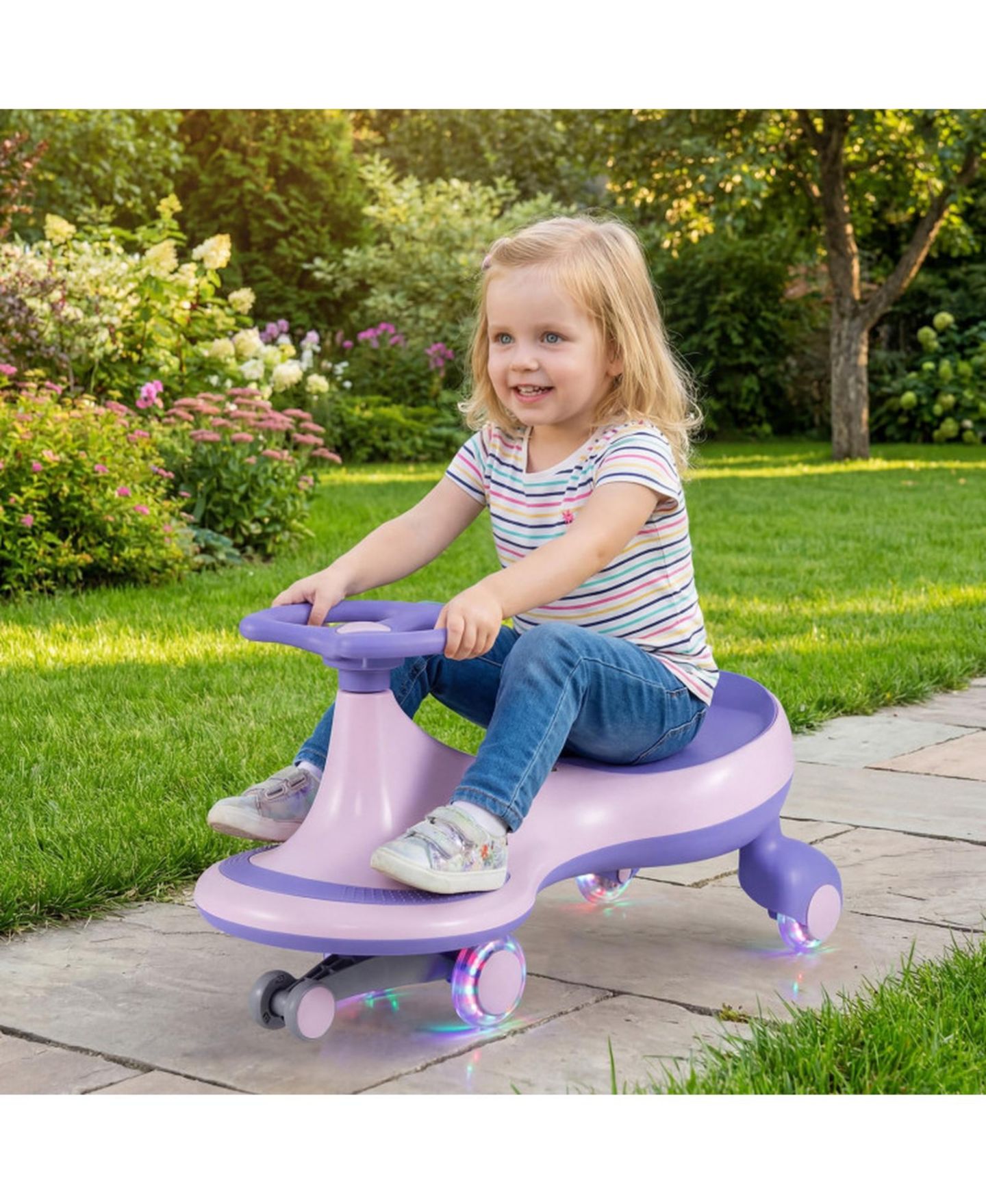 Детская игрушка HONGGE Wiggle Ride-On Car with Flashing Wheels & Anti-Tip Design, Ages 2+, цвет: Фиолетовый — фото 2