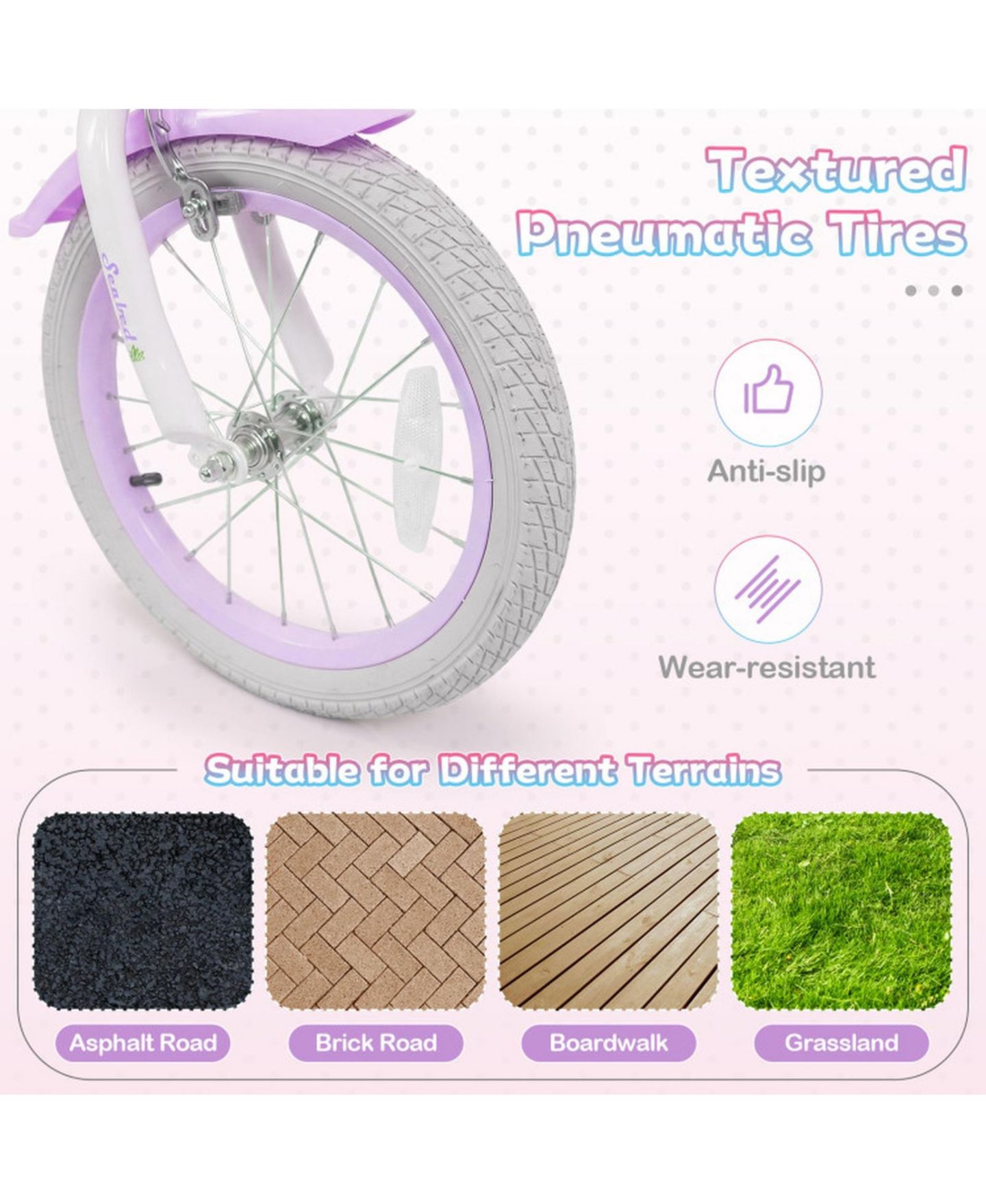 Детская игрушка HONGGE 16-Inch Girls Bike with Mermaid Streamers and Training Wheels, Ages 4-7, цвет: Фиолетовый — фото 6