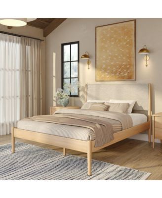 Harbor Queen Bed with Upholstered Headboard, Swiss Coffee