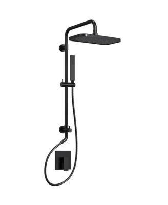 Pressure-Balanced Shower Faucet System Wall Mount Rainfall Shower Head with Slider Bar Handheld
