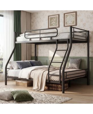 Heavy Duty Twin Over Full Metal Bunk Bed, Space-Saving Kids Teens Adults, 450 Upper, 500 Lower, Slot Assembly