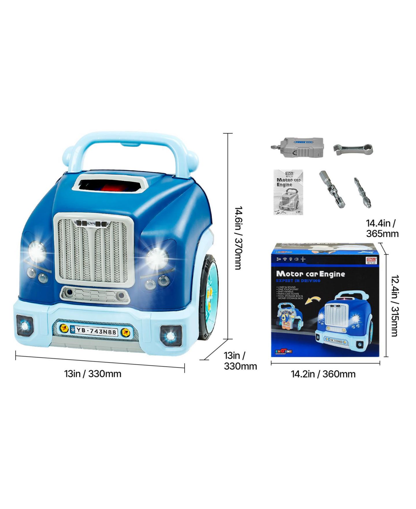 Детский игровой набор HONGGE Mechanic Engine Repair Electric Screwdriver 60-Piece Playset, Ages 3+, цвет: Синий — фото 7