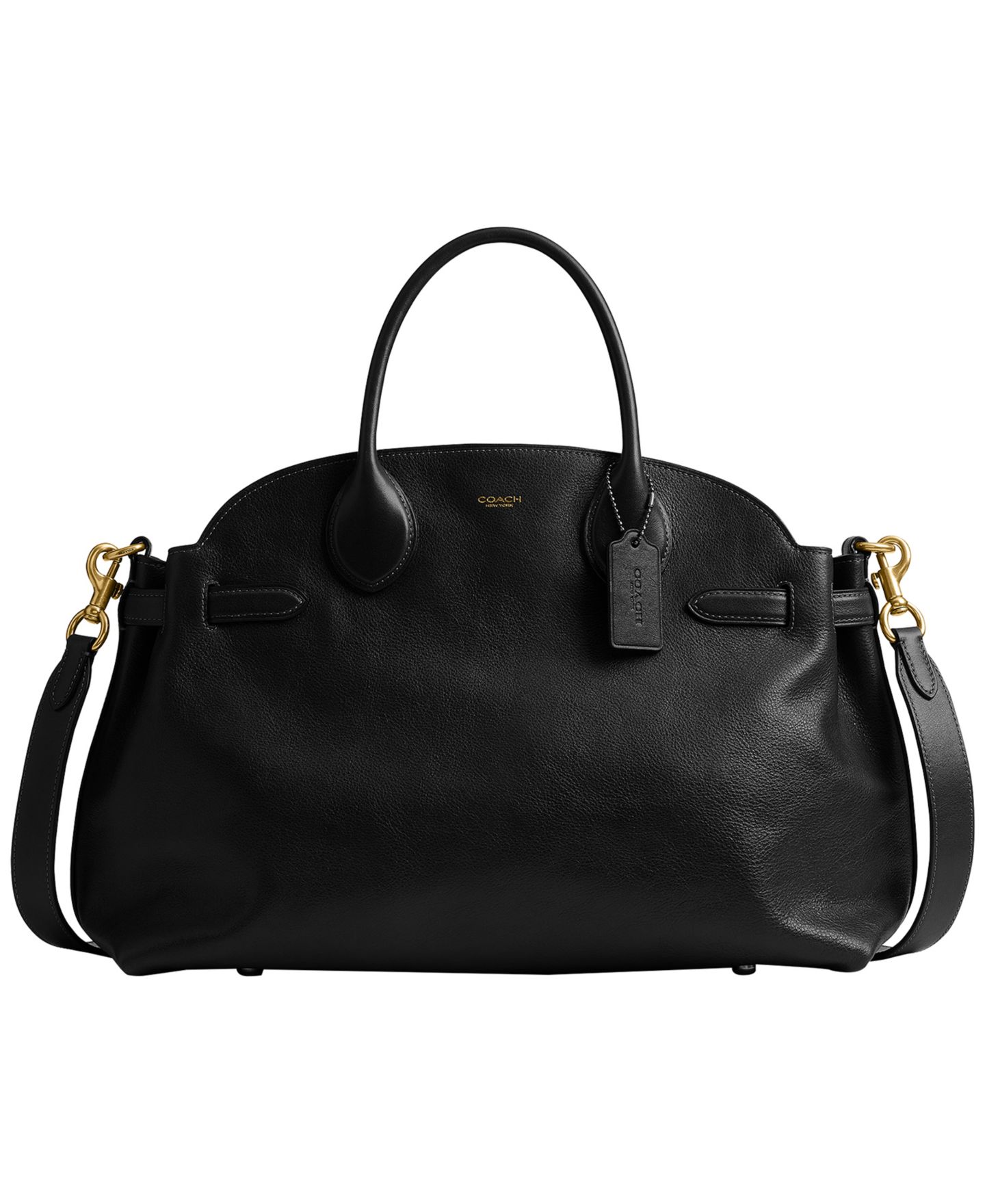 Женская сумка COACH Soft Empire Large Leather Carryall Bag 40, цвет: Латунный / Чёрный — фото 1