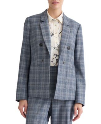 Petite Plaid Double-Breasted Blazer