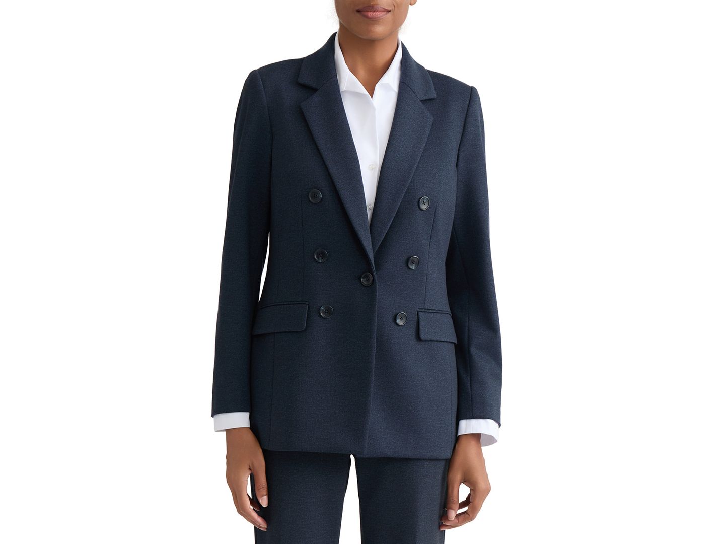 Женский пиджак Jones New York Petite 1-Button Notch Double-Breasted Blazer, цвет: Тёмно-синий — фото 1