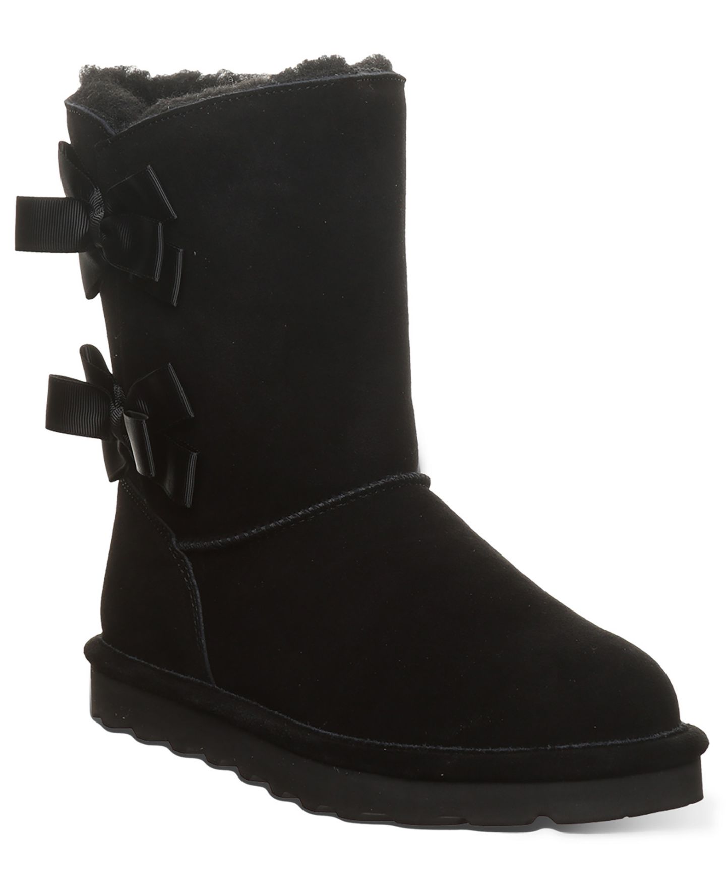 Женские ботинки BEARPAW Zaria Ribbon Bow Detail Mid-Calf, цвет: Чёрный — фото 1