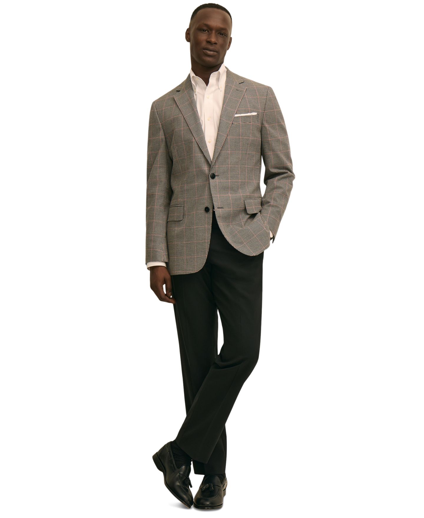 Мужской пиджак Brooks Brothers Classic-Fit Stretch Two-Button Blazer, цвет: Бежевый / В клетку — фото 5