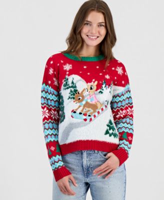 Juniors' Rudolph & Clarice Holiday Christmas Sweater