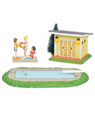 Snow Village Christmas Vacation Pool Fantasy Light-Up Display, Set of 3