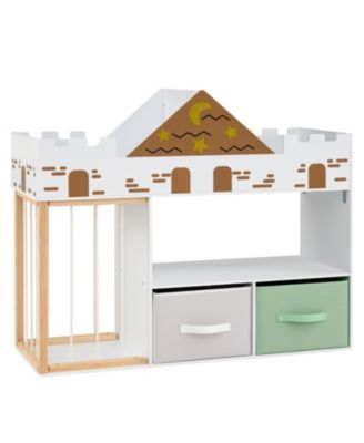 Kids 4-in-1 Castle Toy Organizer with Plush Storage and Open Shelves