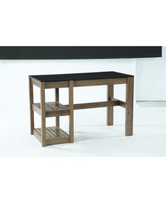  55" Kitchen Island with Storage Shelves, Brown and Black