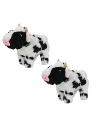 Jr Farm Cow 2 Pack , Durable Plush Squeaky Dog Toy