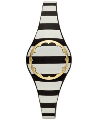 kate spade new york Women s Black and Cream Stripe Scallop Activity Tracker 26mm KSA31207 Macy s