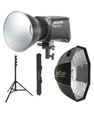 Ray 360c 360W RGB Full-Color Point-Source COB LED Video Light, Bundle with Octa Large Softbox and Light Stand