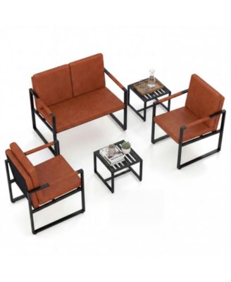 Modern 2-Seater Faux Leather Loveseat Small Couch with Removable Back Cushions