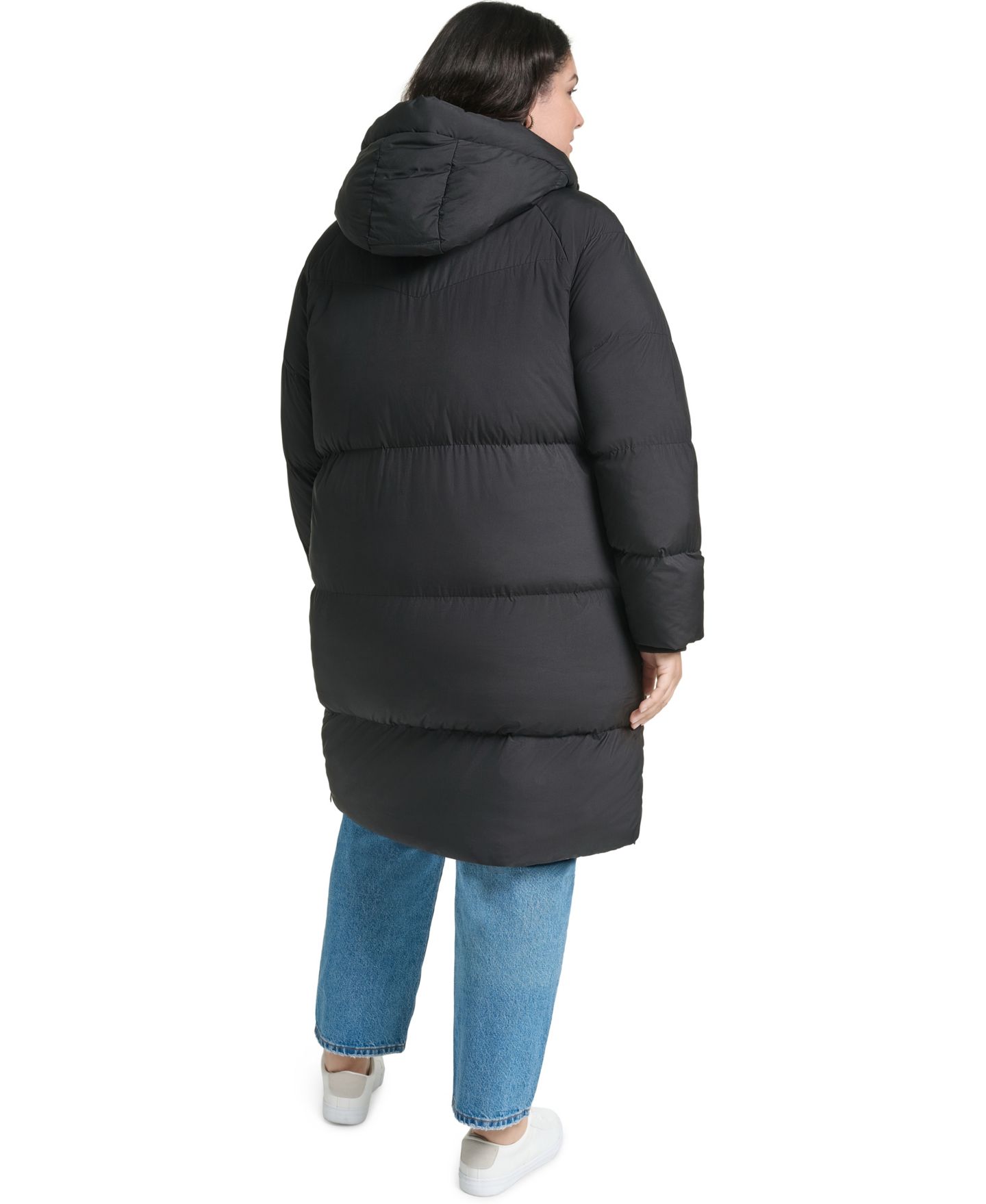 Женская куртка Levi's Plus Size Hooded Puffer Mid-Length, цвет: Чёрный — фото 5