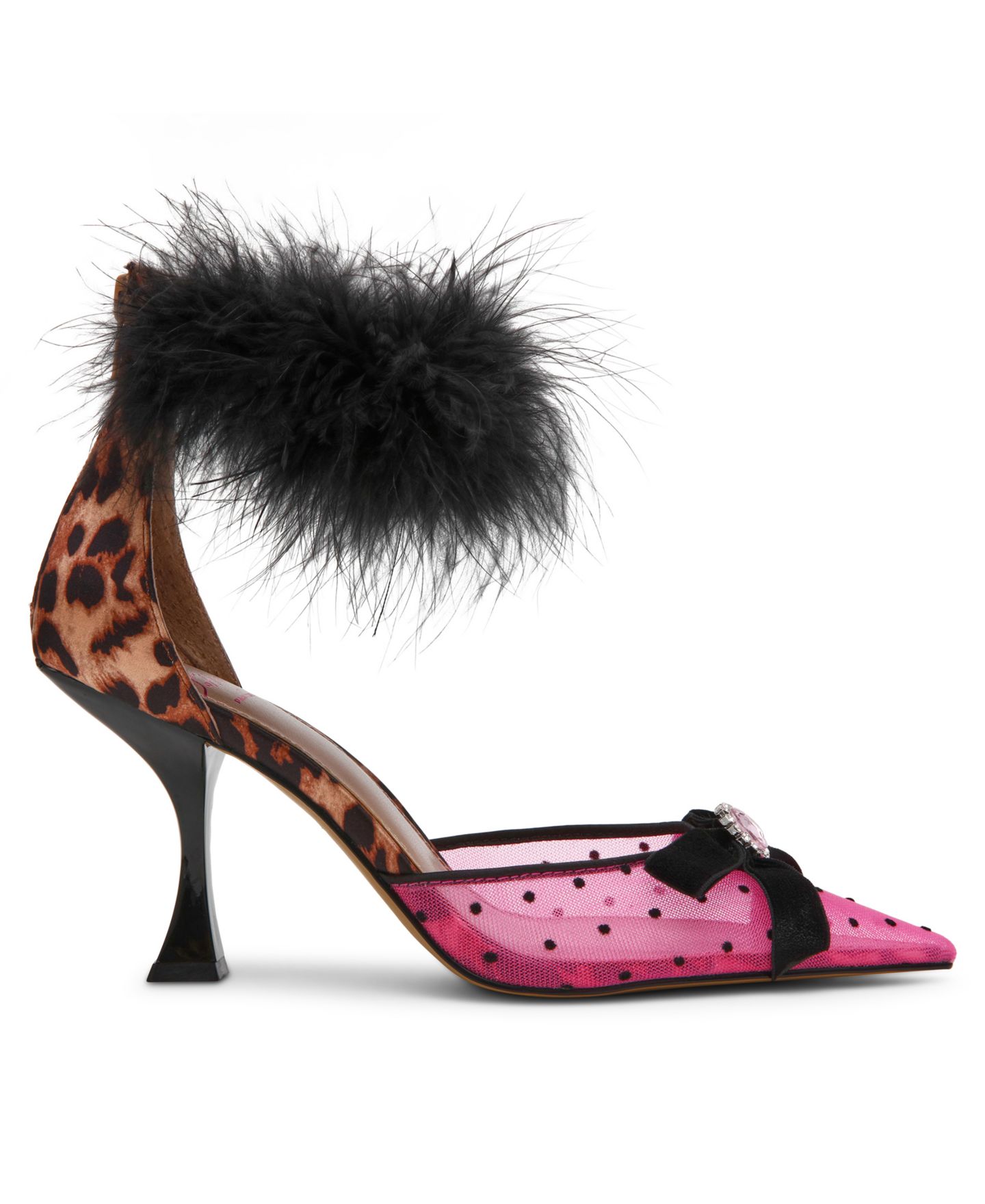 Женские туфли Betsey Johnson x Paris Hilton Cherie Feathered Slip-On Pumps, цвет: Розовый разноцветный — фото 2