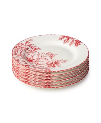 Crimson Noel Salad Plates, Set of 6