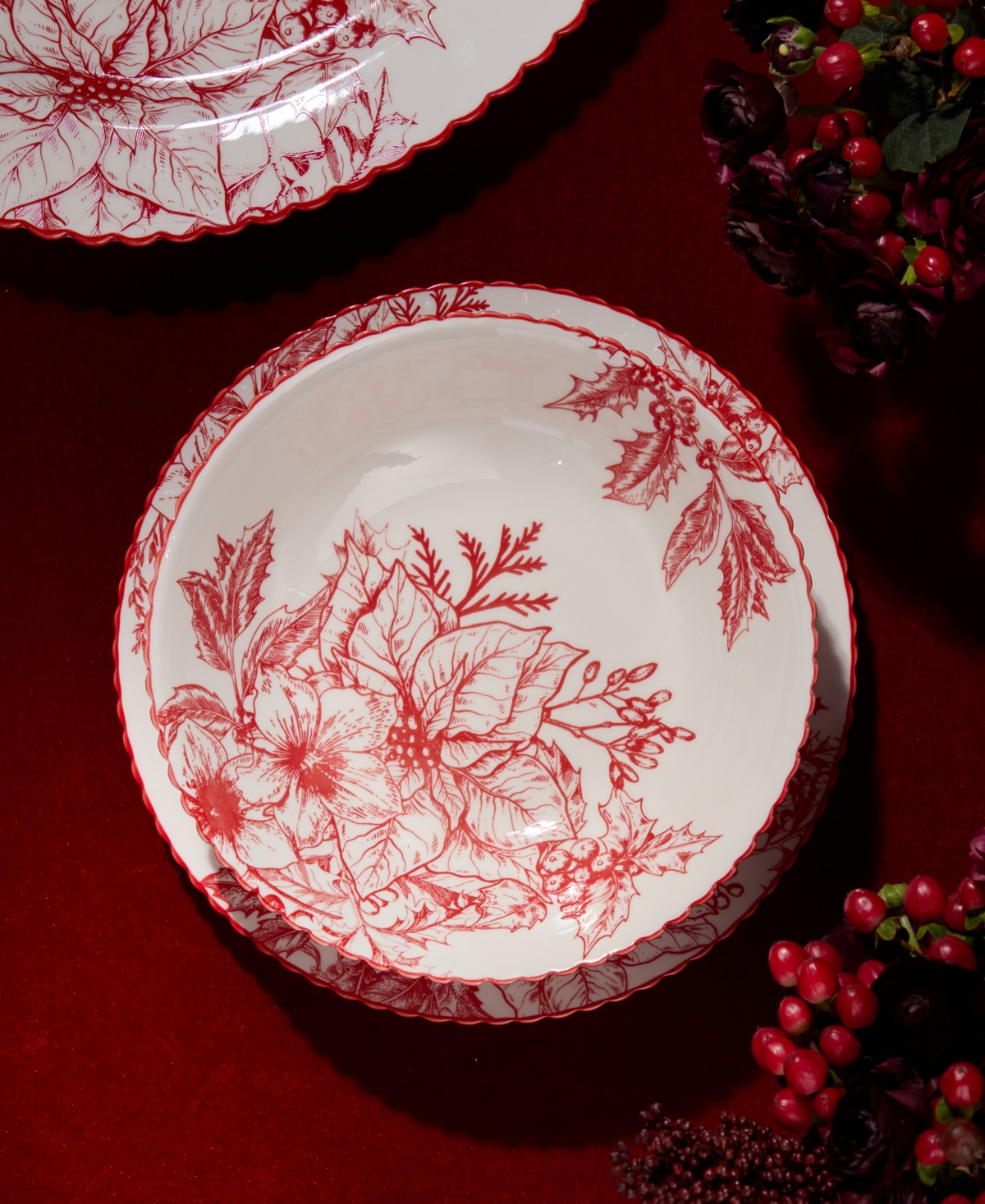 Certified International Crimson Noel Soup Bowls, Set of 6