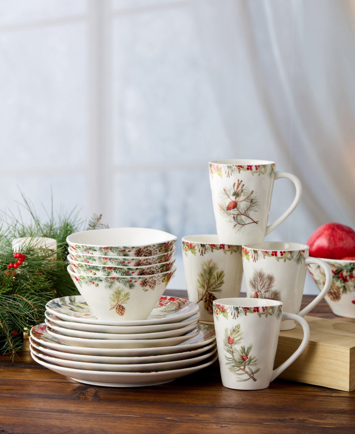 Certified International Woodland 16-Piece Dinnerware Set, Service For 4