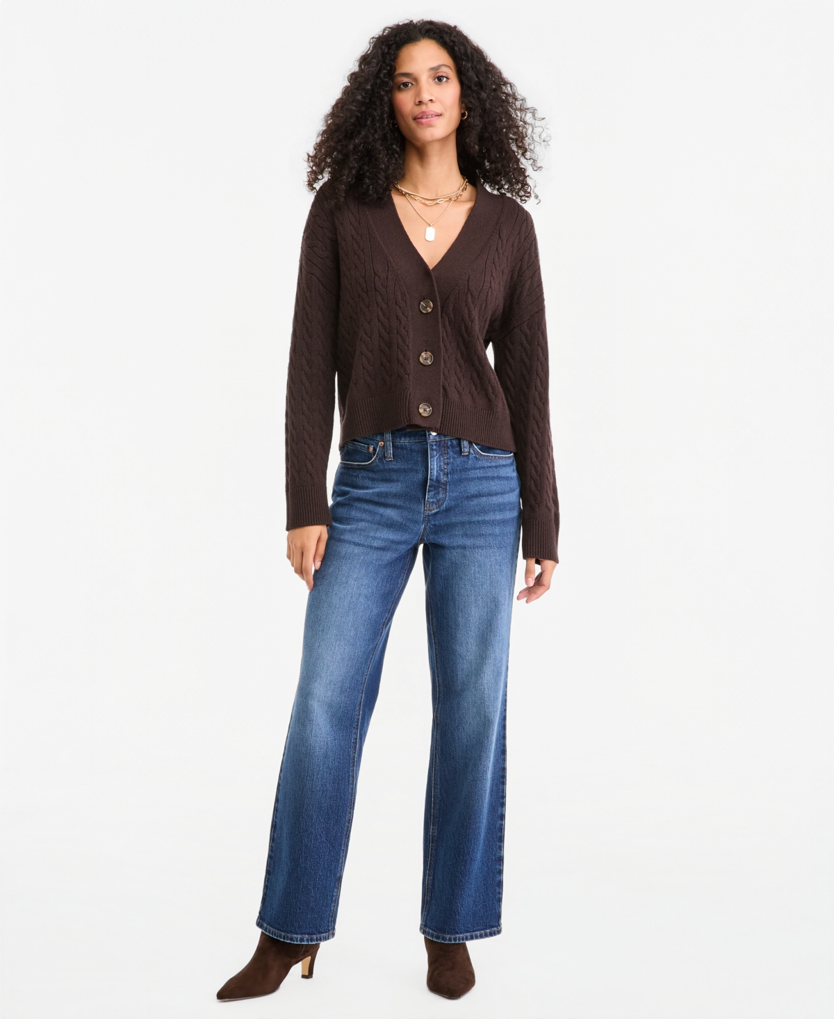 On 34th Women's Cable-Knit 3 Button V-Neck Cardigan, Macy's Exclusive