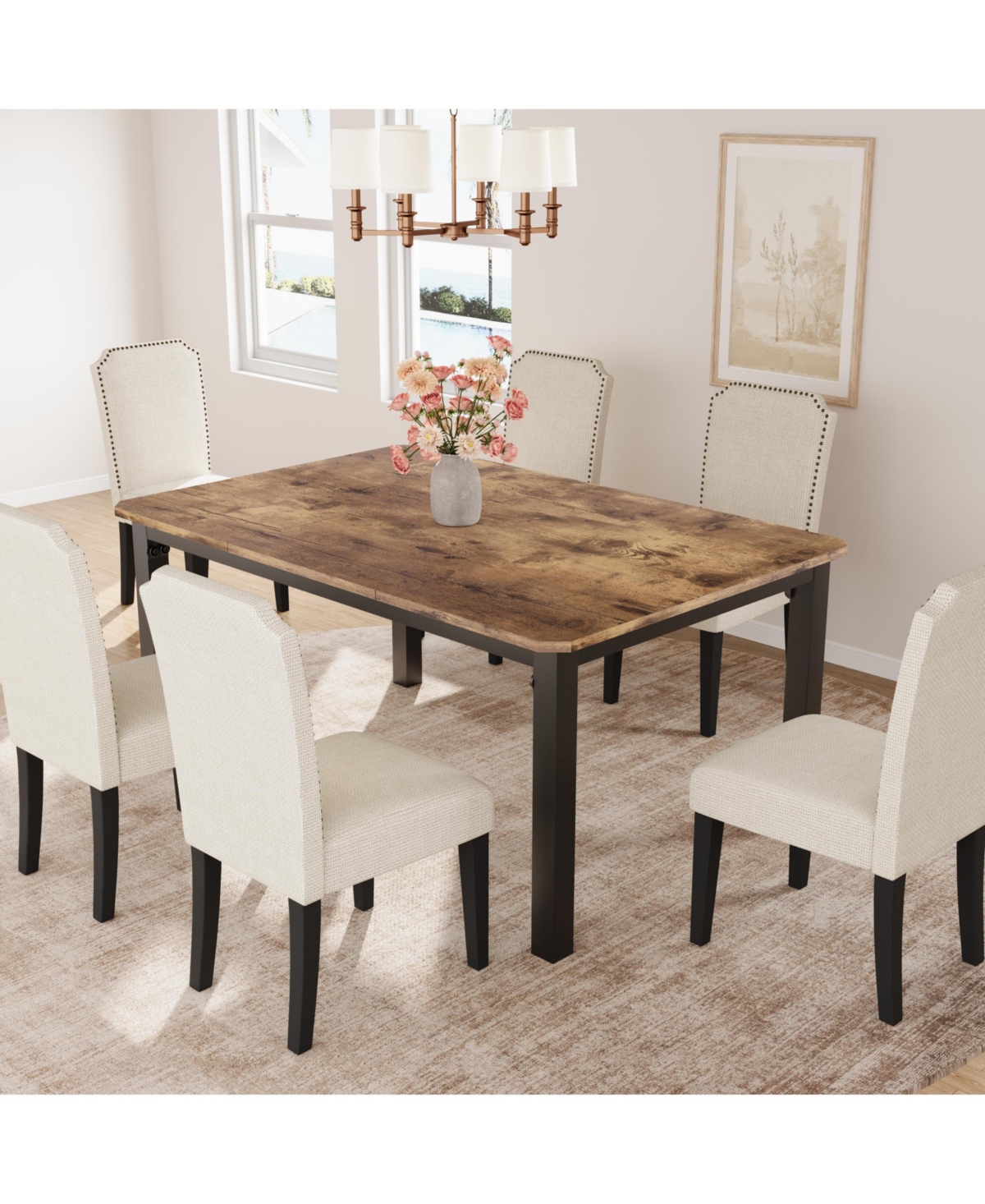 gaomon 63" Industrial Dining Table for 4-6
