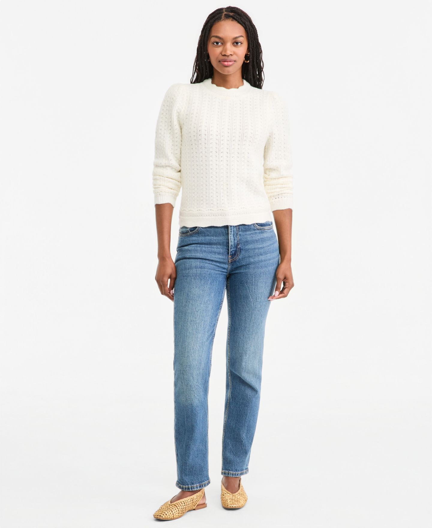 Женский свитер On 34th Pointelle Mock Neck Pullover, цвет: Зимняя слоновая кость — фото 3