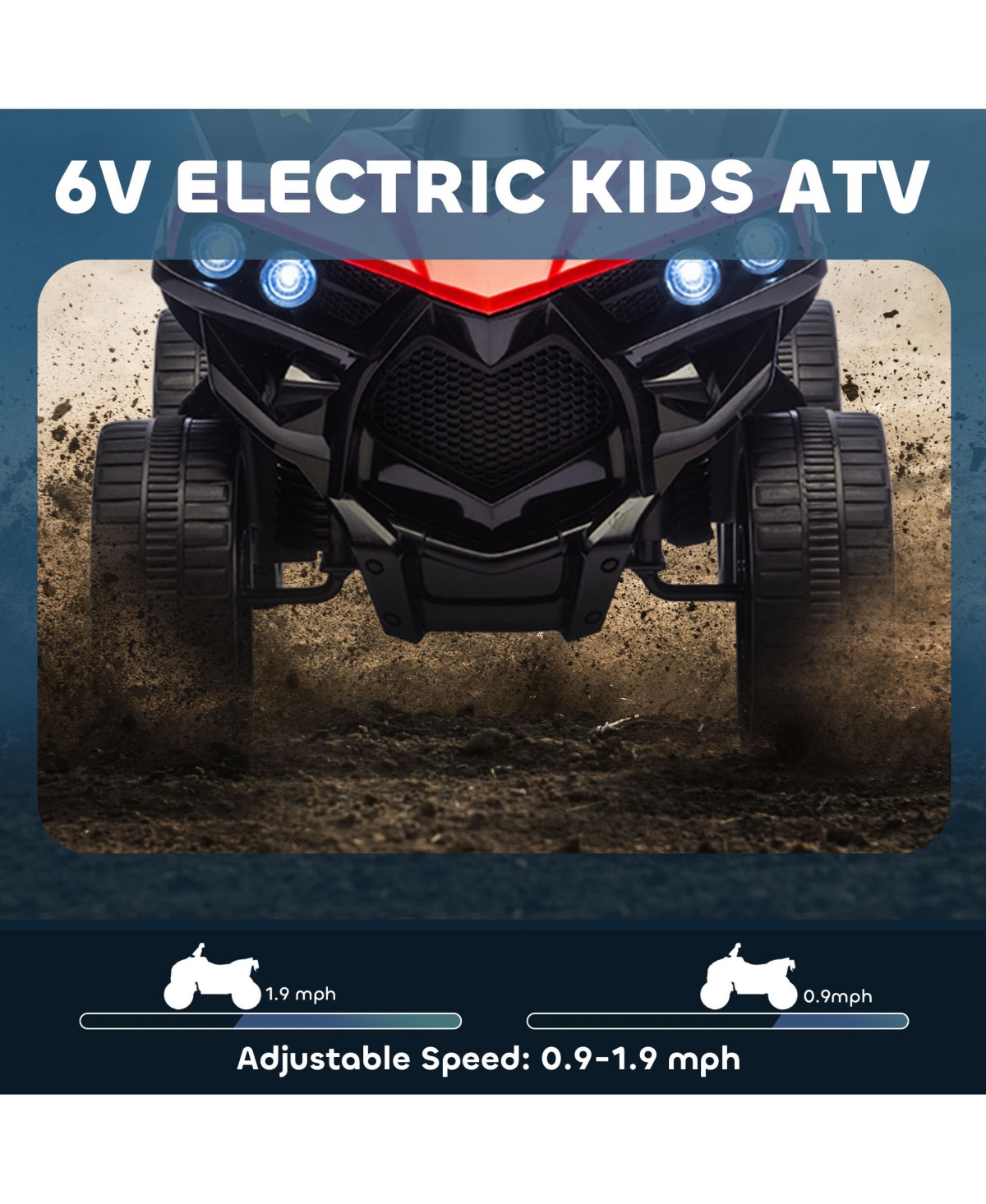 Qaba Kids Atv 4 Wheeler 27.6"L x 16.5"W x 17.7"H 6V Electric Ride-On Atv, 55 lbs. Capacity, Ages 18-56 Months