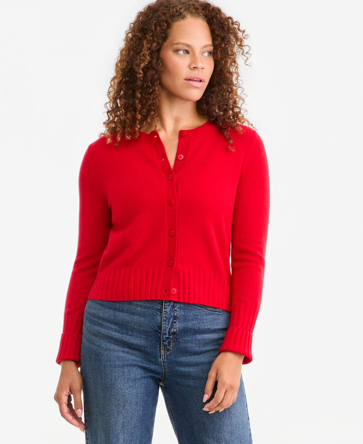 On 34th Women's Cashmere Cropped Shrunken Crew Cardigan, Macy's Exclusive In Artwell Red