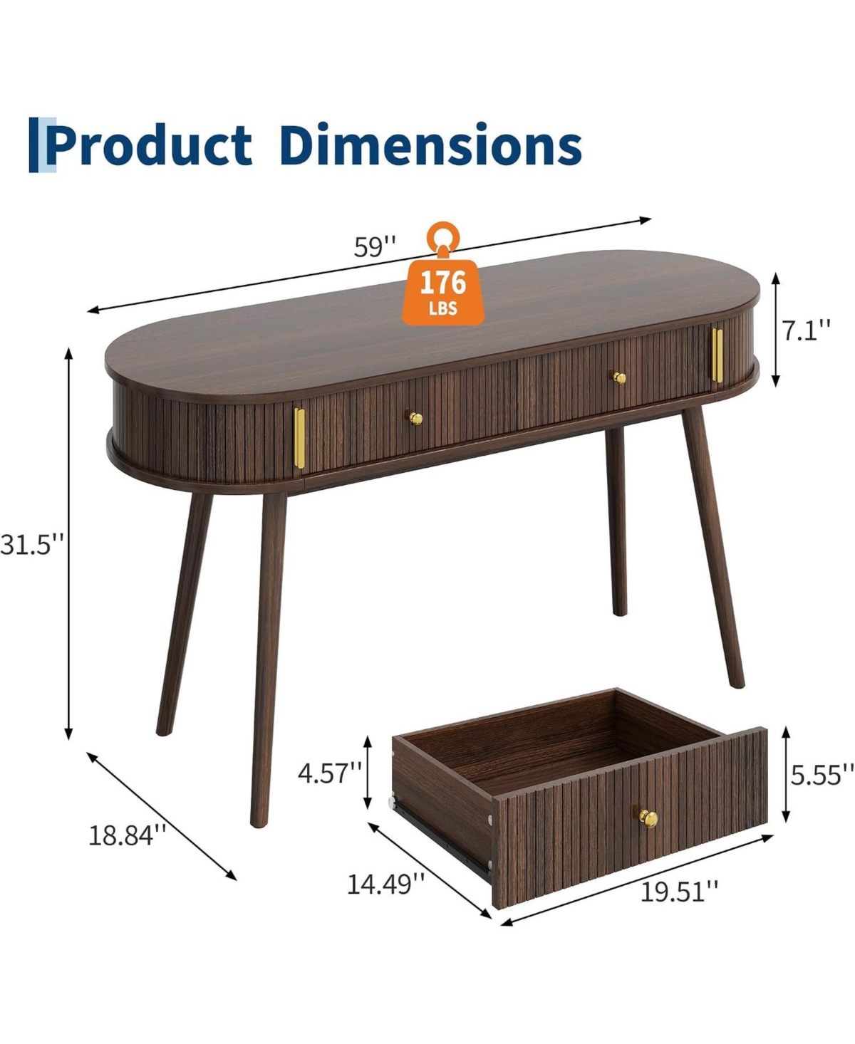 Gaomon 55-Inch Office Desk with 2 Drawers