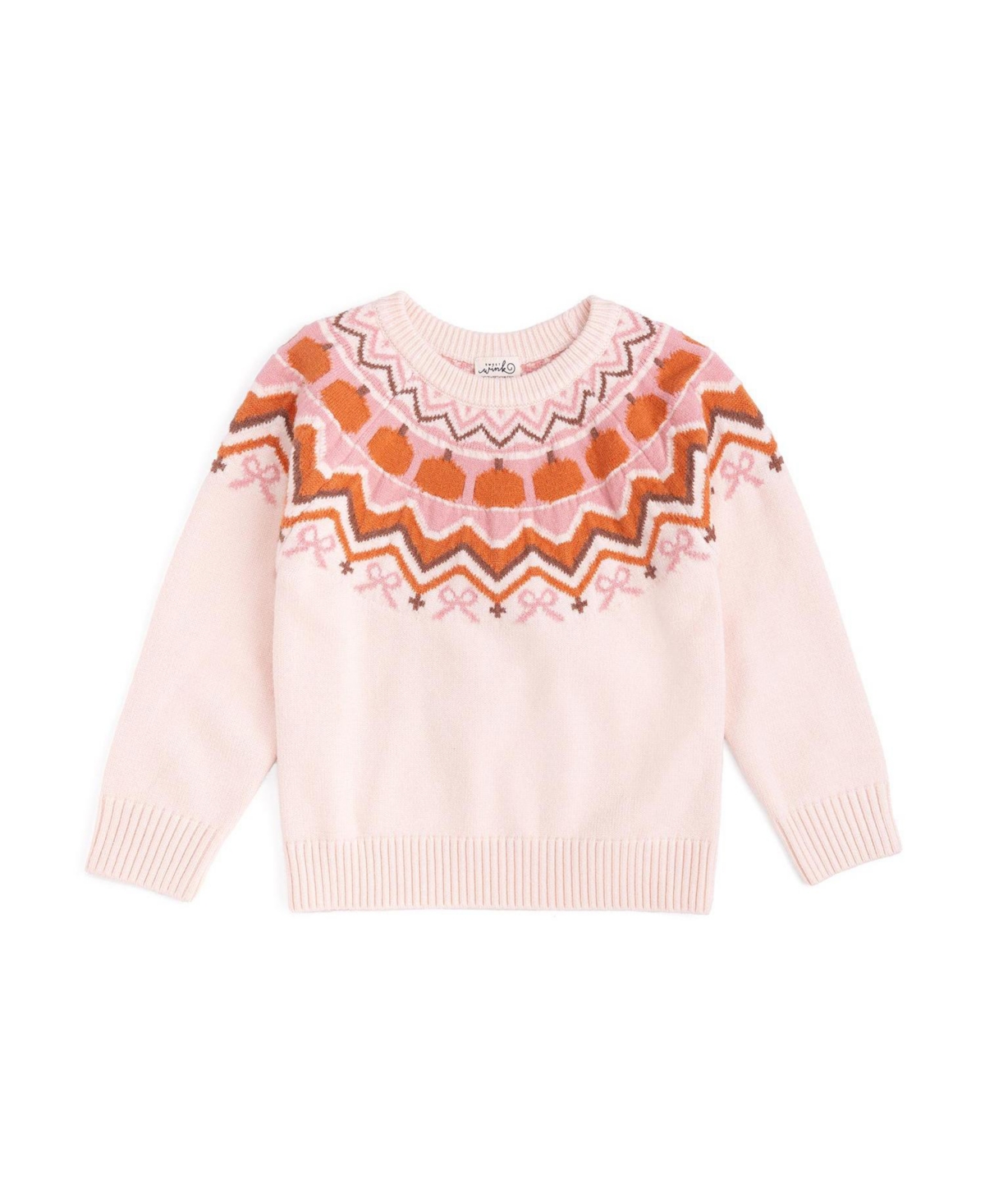 Sweet Wink Little Girls Pumpkin Fair Isle Sweater