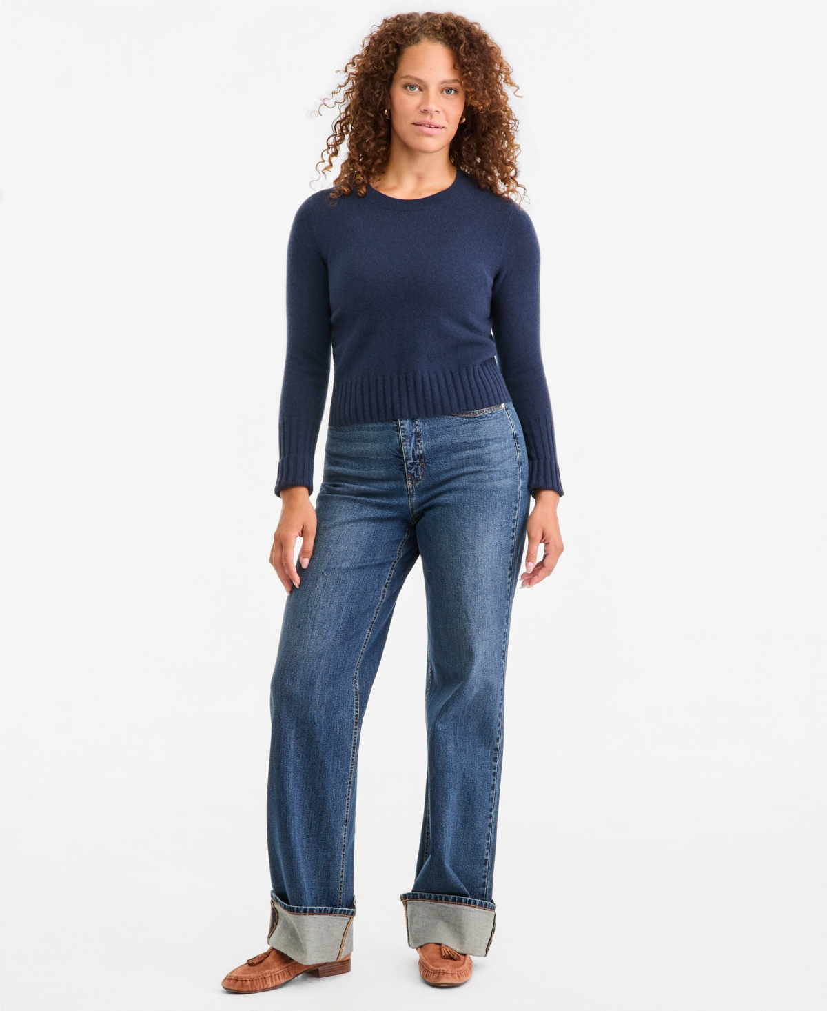 On 34th Women's Cashmere Crewneck Shrunken Pullover Sweater, Macy's Exclusive