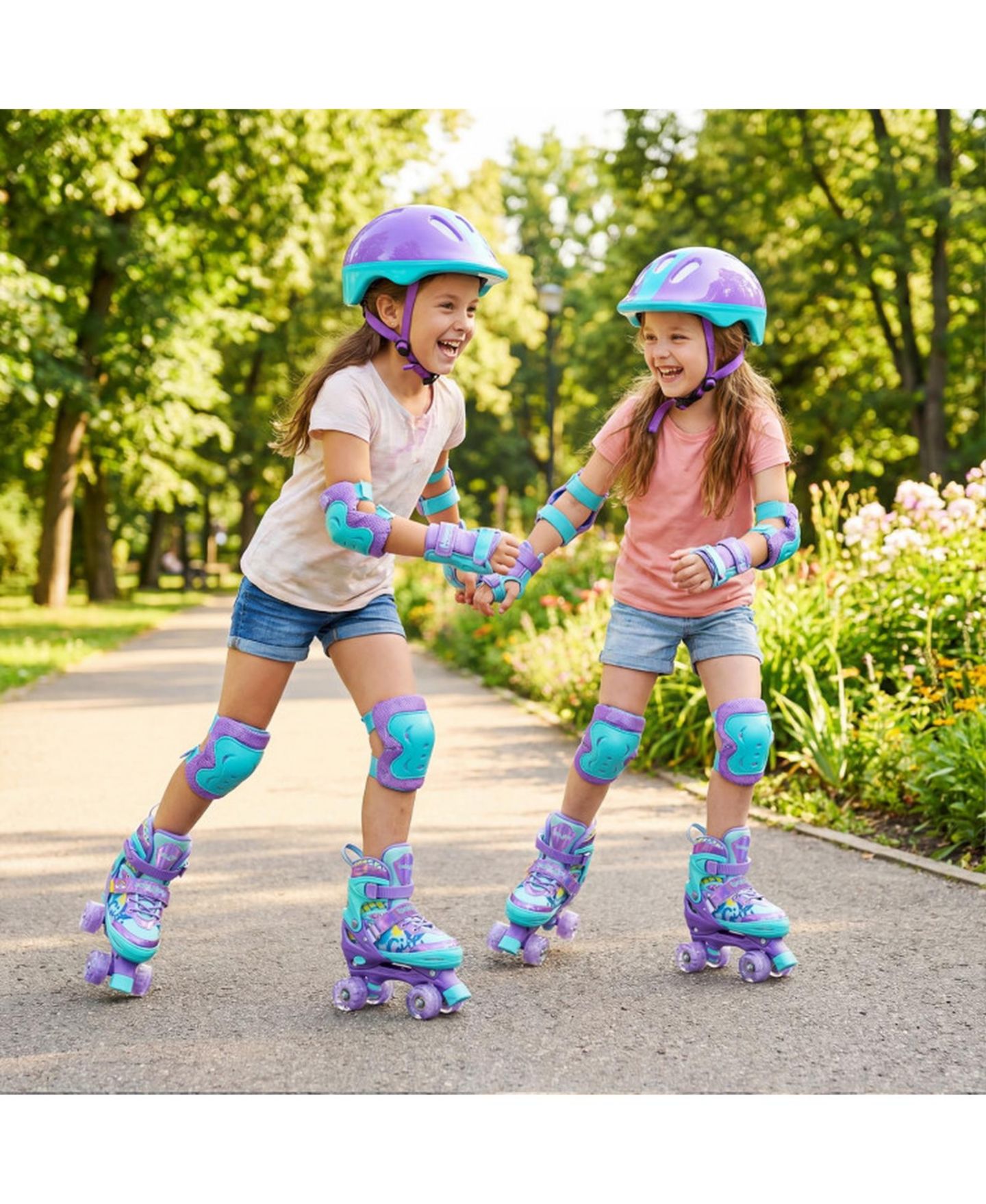 Детские игрушки HONGGE 4-Size Adjustable Light-Up Wheels Kids Roller Skates, Ages 7+, цвет: Фиолетовый — фото 2