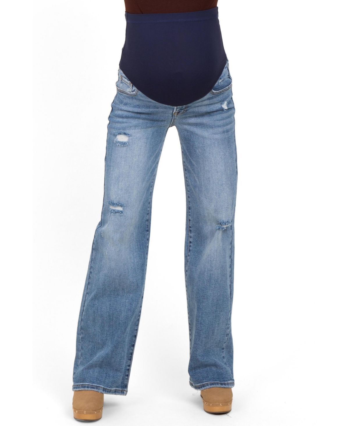 Pinkblush Women's Blue Vintage Wash Wide Leg Jeans